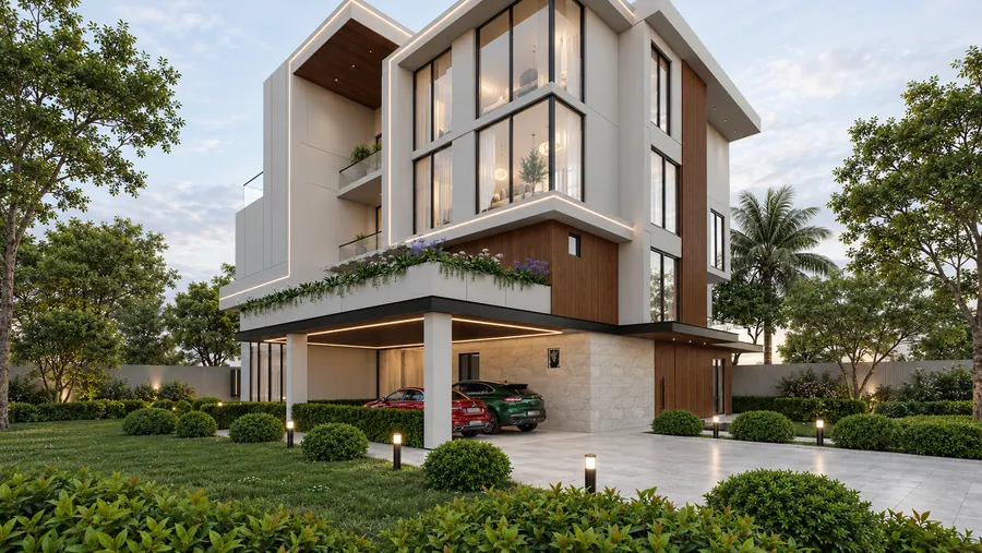 Beyaz ve Ahşap Villa – 2. görsel