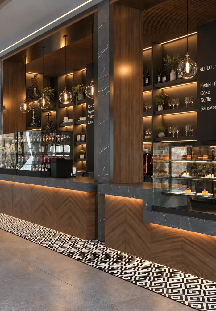 Kafe İç Mekânı – kafe ticari alan render