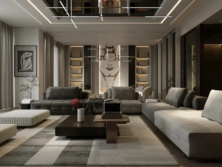 Modern Salon – konut i̇ç mekân render